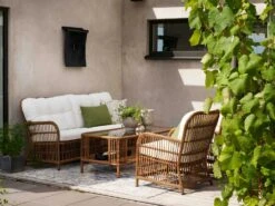 Brafab Anemon Loungestoel, Naturel/Wit -Meubelwinkel brafab anemon lounge armchair with cushion 2