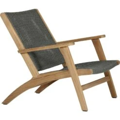 Brafab Kira Loungestoel, Teak / Grijs Kunstmatige Rotan