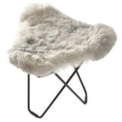 Flying Goose Iceland Stool, Shorn Grey/Black -Meubelwinkel cuero flying goose iceland stool shorn grey 13