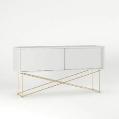 Vogue Media Furniture 136H, White/2W/Brass -Meubelwinkel decotique vogue media furniture 136 with frame stand 258