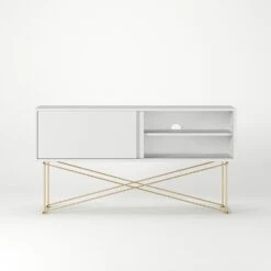 Vogue Media Furniture 136H, White/2W/Brass -Meubelwinkel decotique vogue media furniture 136 with frame stand 260