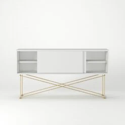 Vogue Media Furniture 136H, White/2W/Brass -Meubelwinkel decotique vogue media furniture 136 with frame stand 261