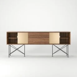 Vogue Media Furniture 180H, Walnut/1W2B/Black -Meubelwinkel decotique vogue media furniture 180 two brass doors frame 287