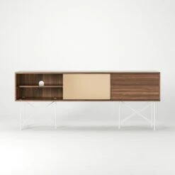 Vogue Media Furniture 180H, Walnut/1W2B/White -Meubelwinkel decotique vogue media furniture 180 two brass doors frame 304
