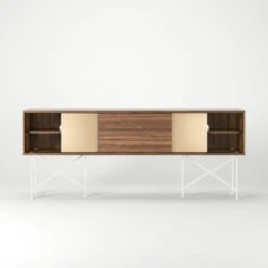 Vogue Media Furniture 180H, Walnut/1W2B/White -Meubelwinkel decotique vogue media furniture 180 two brass doors frame 305