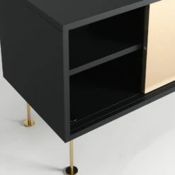 Vogue Mediabänk 180L, Antracit/1A2B/Mässing 11 Vogue Mediabänk 180L, Antracit/1A2B/Mässing -Meubelwinkel decotique vogue media furniture 180 two brass doors legs 71