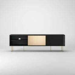 Vogue Mediabänk 180L, Antracit/1A2B/Mässing 12 Vogue Mediabänk 180L, Antracit/1A2B/Mässing -Meubelwinkel decotique vogue media furniture 180 two brass doors legs 72