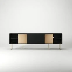 Vogue Mediabänk 180L, Antracit/1A2B/Mässing 13 Vogue Mediabänk 180L, Antracit/1A2B/Mässing -Meubelwinkel decotique vogue media furniture 180 two brass doors legs 73