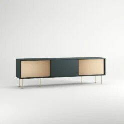 Vogue Mediabänk 180L, Grå/1G2B/Mässing -Meubelwinkel decotique vogue media furniture 180 two brass doors legs 98