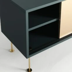 Vogue Mediabänk 180L, Grå/1G2B/Mässing -Meubelwinkel decotique vogue media furniture 180 two brass doors legs 99