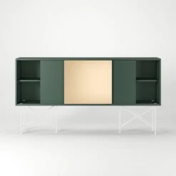 Vogue Sideboard 180H, Green/2G1B/White -Meubelwinkel decotique vogue sideboard 180 one brass door frame stand 254