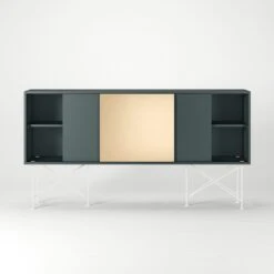 Vogue Sideboard 180H, Grey/2G1B/White -Meubelwinkel decotique vogue sideboard 180 one brass door frame stand 284