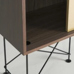 Vogue Sideboard 180H, Walnut/2W1B/Black -Meubelwinkel decotique vogue sideboard 180 one brass door frame stand 318