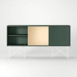 Vogue Sideboard 180H, Green/1G2B/White -Meubelwinkel decotique vogue sideboard 180 two brass doors frame stand 206