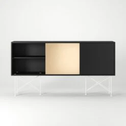 Vogue Sideboard 180H, Antracit/1A2B/White -Meubelwinkel decotique vogue sideboard 180 two brass doors frame stand 302
