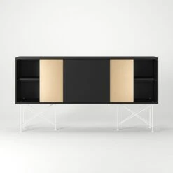 Vogue Sideboard 180H, Antracit/1A2B/White -Meubelwinkel decotique vogue sideboard 180 two brass doors frame stand 303