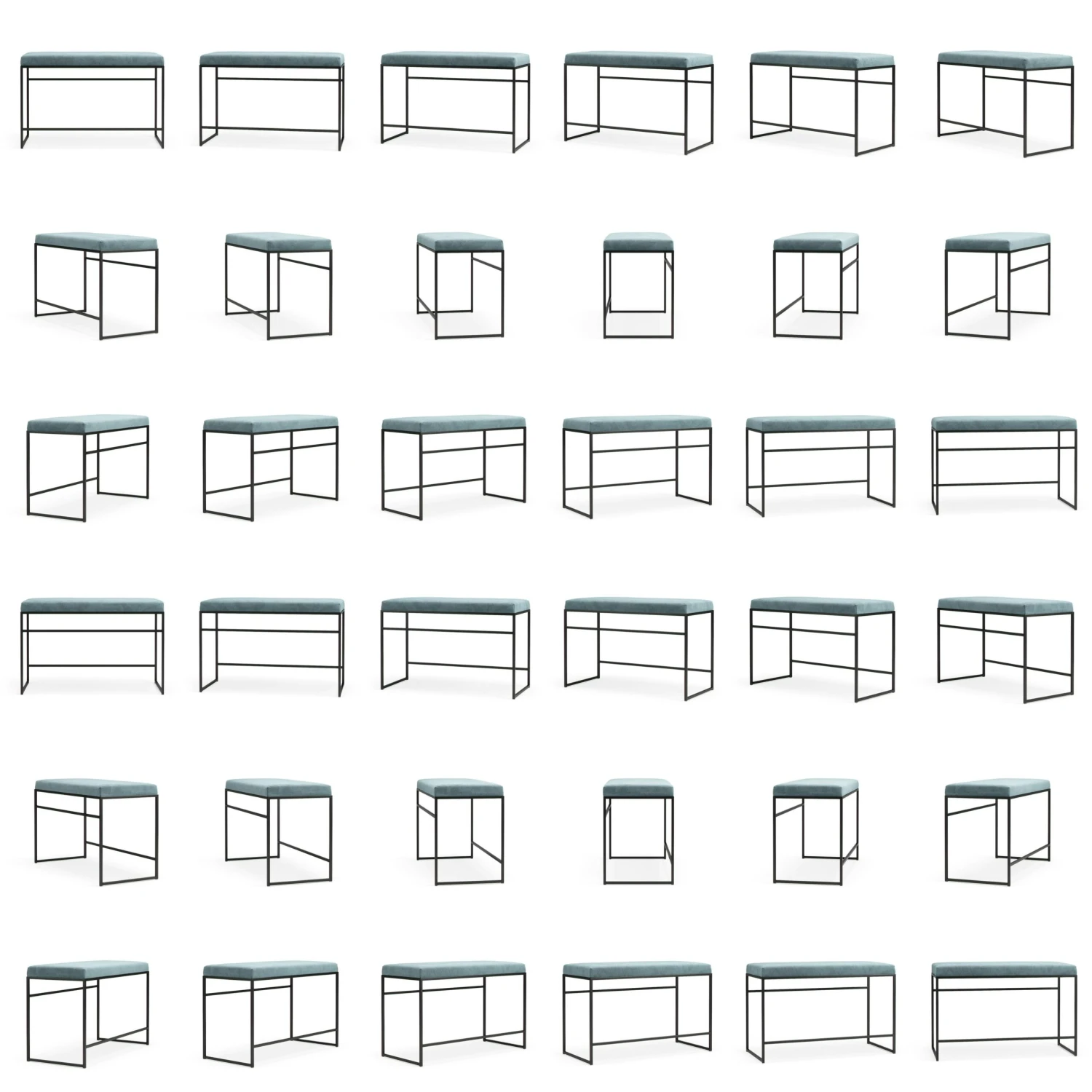 Bank Zwart / Fluweel Petrol 6 Bank Zwart / Fluweel Petrol - Afbeelding 4