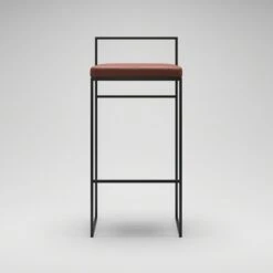 Barkruk Met Rugleuning 90 Cm, Zwart / Bruin Leer -Meubelwinkel department bar stool with backrest 90 cm 10