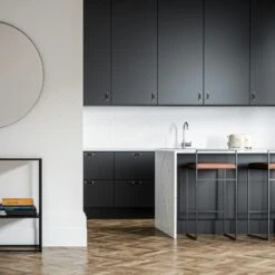 Barkruk Met Rugleuning 90 Cm, Zwart / Bruin Leer -Meubelwinkel department bar stool with backrest 90 cm 11