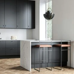 Barkruk Met Rugleuning 90 Cm, Zwart / Bruin Leer -Meubelwinkel department bar stool with backrest 90 cm 12