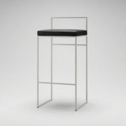 Barkruk Met Rugleuning 90 Cm, Wit / Zwart Leer -Meubelwinkel department bar stool with backrest 90 cm 18