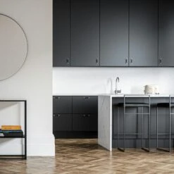 Barkruk Met Rugleuning 90 Cm, Zwart / Zwart Leer -Meubelwinkel department bar stool with backrest 90 cm 3