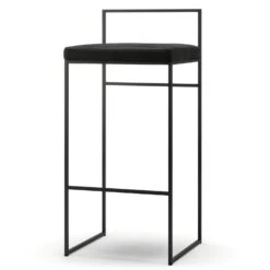 Barkruk Met Rugleuning 90 Cm, Zwart / Zwart Fluweel