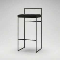 Barkruk Met Rugleuning 90 Cm, Zwart / Zwart Fluweel -Meubelwinkel department bar stool with backrest 90 cm 64