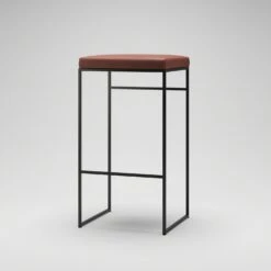 Barkruk Zonder Rugleuning 77 Cm, Zwart / Bruin Leer -Meubelwinkel department bar stool without backrest 77 cm 2