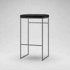 Barkruk Zonder Rugleuning 77 Cm, Grijs / Zwart Fluweel -Meubelwinkel department bar stool without backrest 77 cm 26