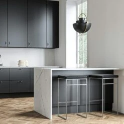 Barkruk Zonder Rugleuning 77 Cm, Grijs / Zwart Fluweel -Meubelwinkel department bar stool without backrest 77 cm 28