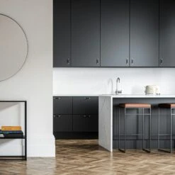 Barkruk Zonder Rugleuning 77 Cm, Zwart / Bruin Leer -Meubelwinkel department bar stool without backrest 77 cm 3