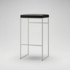 Barkruk Zonder Rugleuning 77 Cm, Wit / Zwart Leer -Meubelwinkel department bar stool without backrest 77 cm 90