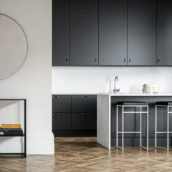 Barkruk Zonder Rugleuning 77 Cm, Wit / Zwart Leer -Meubelwinkel department bar stool without backrest 77 cm 91