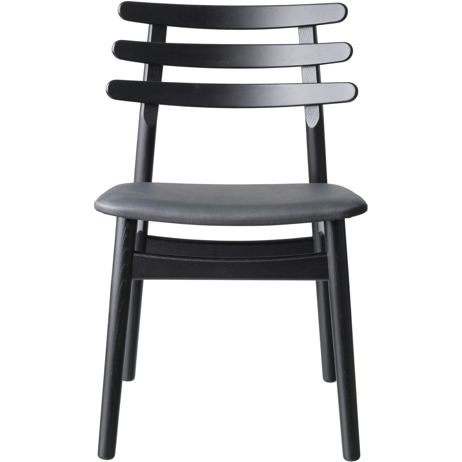 J48 Dining Chair , Black Painted Oak / Black Leather 3 J48 Dining Chair , Black Painted Oak / Black Leather