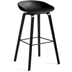 Hay AAS 32 Barkruk Hoog, Gelakt Eiken Op Waterbasis Zwart / Zwart