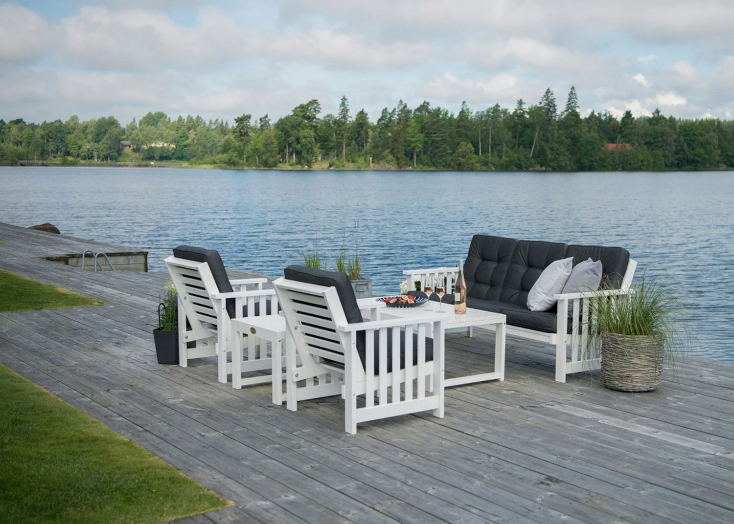 Gotland Bank 3-zits 182 Cm, Wit 4 Gotland Bank 3-zits 182 Cm, Wit - Afbeelding 2