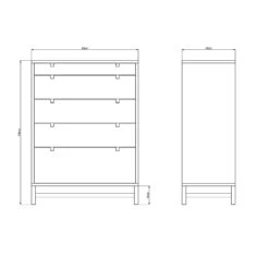 Falsterbo Ladenkast Vijf Lades 80x40x108 Cm, Wit -Meubelwinkel mavis falsterbo chest of drawers five drawers 80x40x108 cm 1