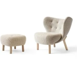 &Tradition Little Petra VB1, Loungestoel Set, Wit Geolied Eiken / Karakorum