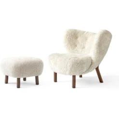 &Tradition Little Petra VB1, Loungestoel Set, Walnoot / Sheepskin Moonlight